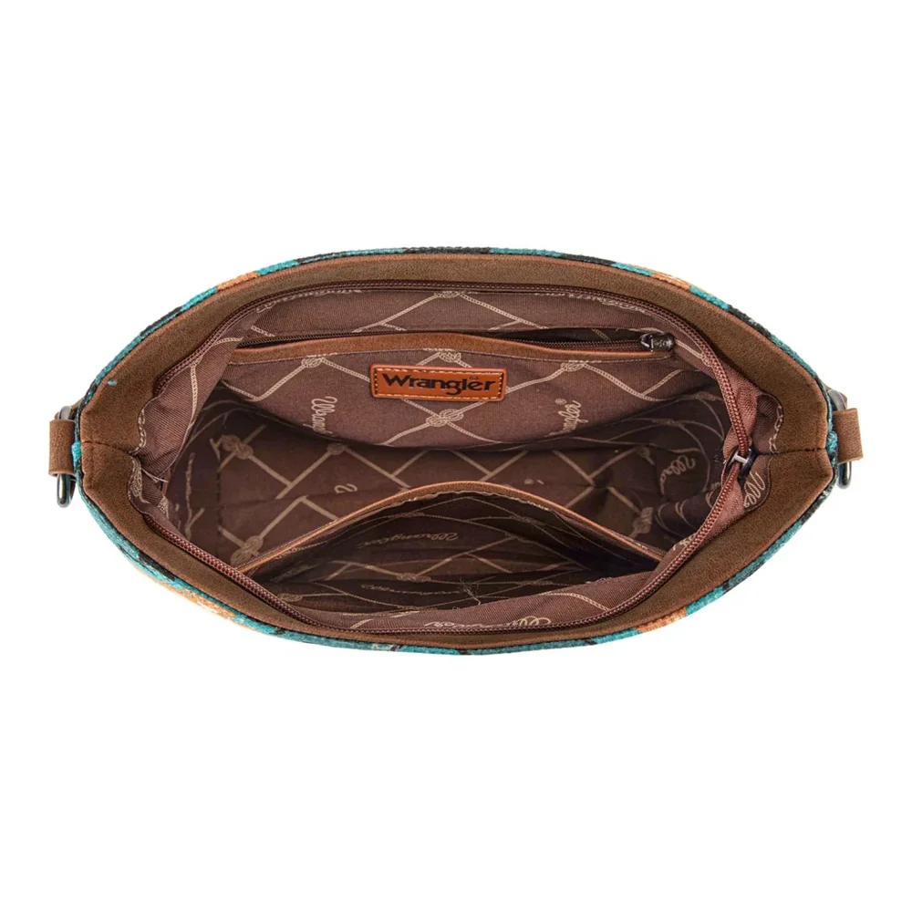 Wrangler Aztec Distressed Print Dual Sided Print Hobo Bag/Crossbody